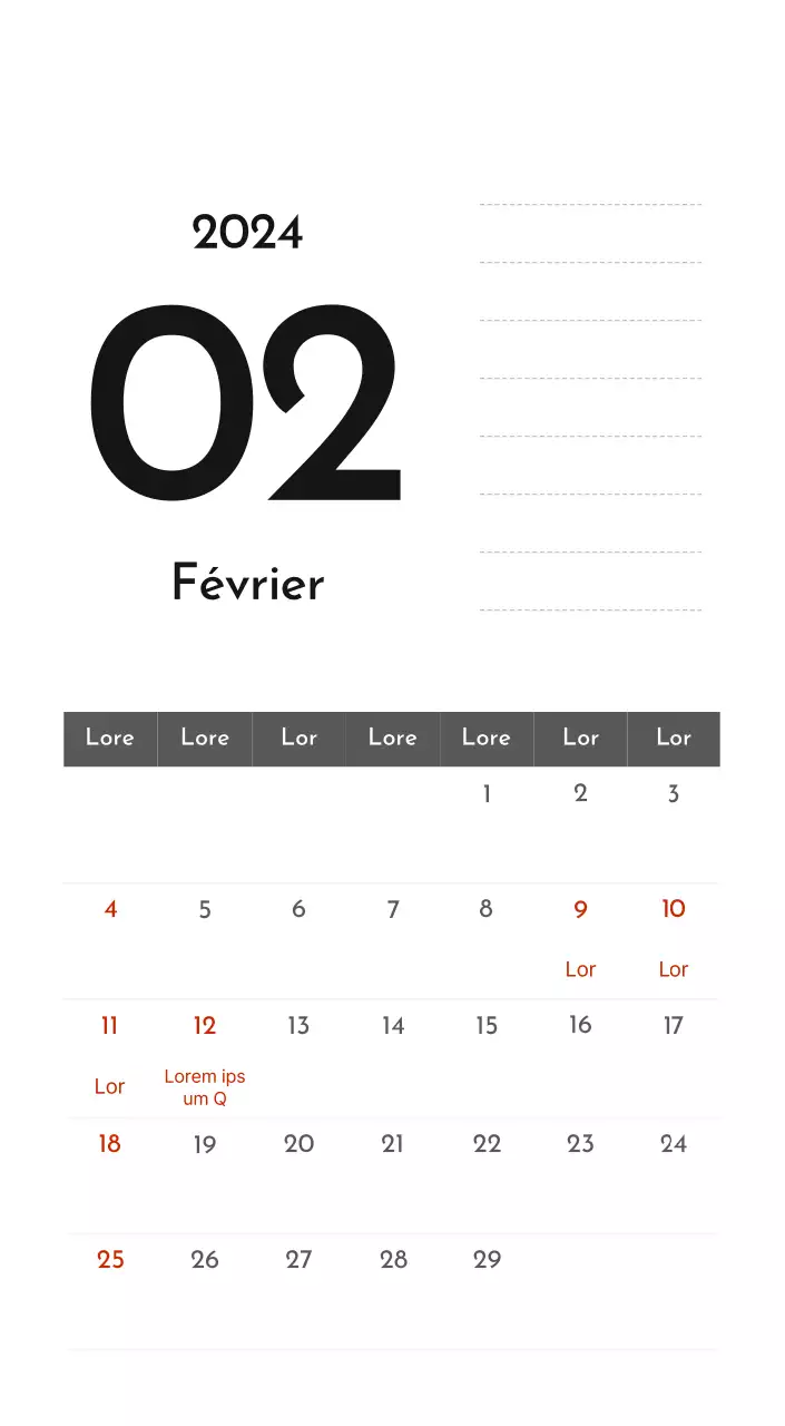 Un calendrier d'entreprise simple en gris