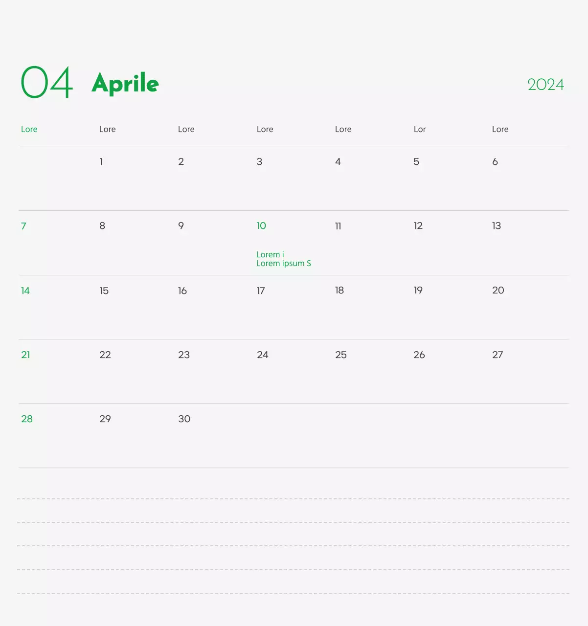 Un calendario con l'immagine di un cucciolo e un simpatico messaggio in verde.
