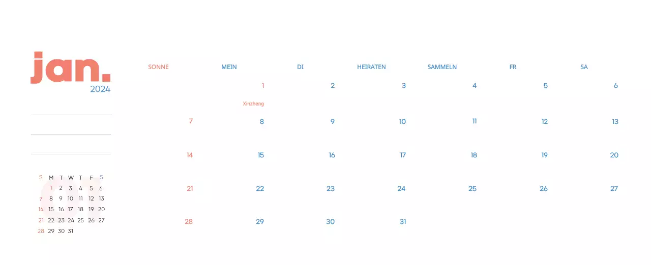 Arbeitskalender mit schönen Illustrationen