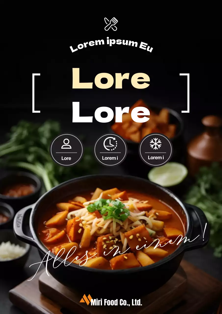 Klassische All-in-One-Mahlzeitenkit-Anzeige in Schwarz