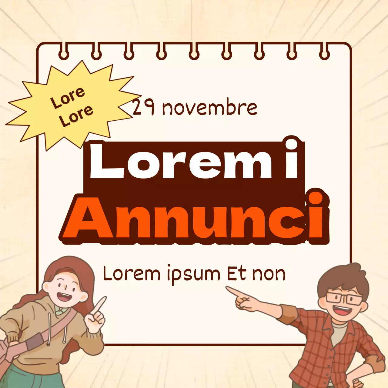 Annuncio di riunione del club retrò arancione e beige