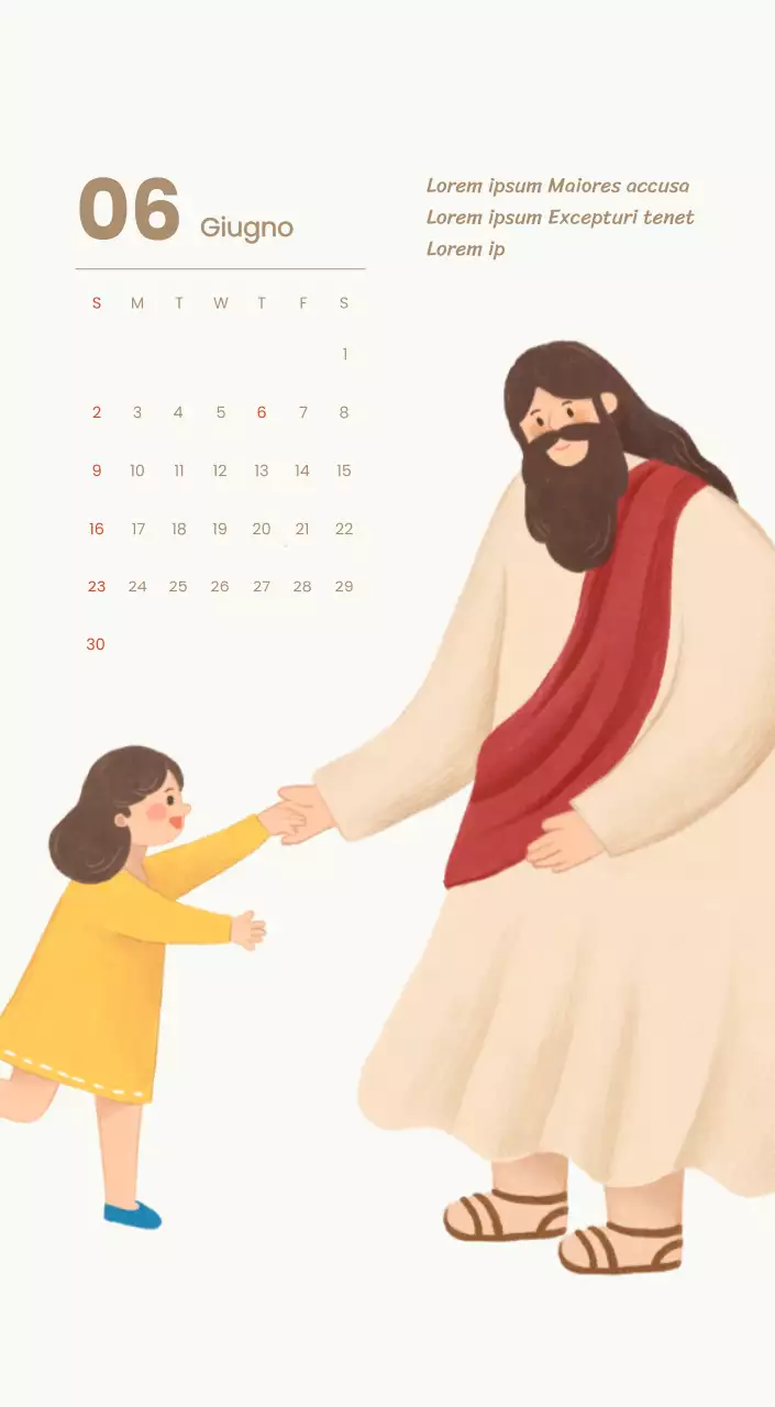 Un calendario devozionale con illustrazioni accoglienti e versetti della Bibbia su uno sfondo blu chiaro
