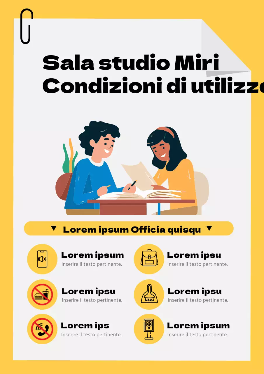 Regolamento della sala studio semplice e giallo