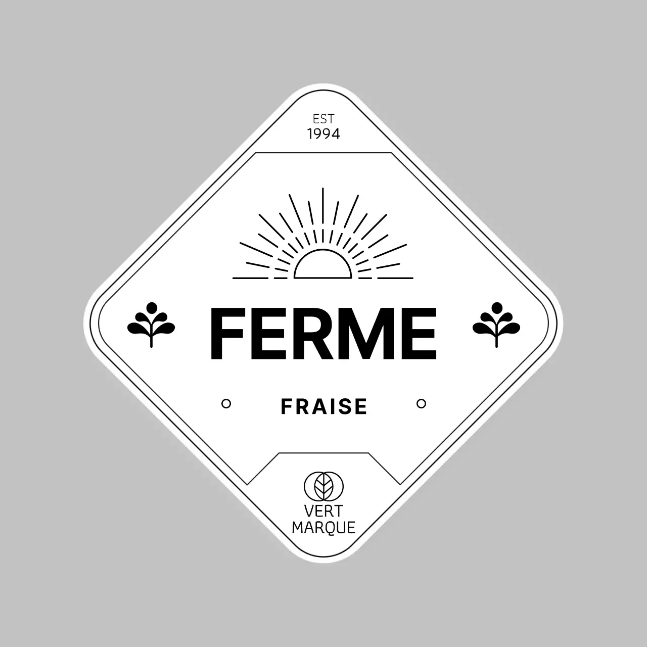 Étiquette écologique noire pour fraises de ferme