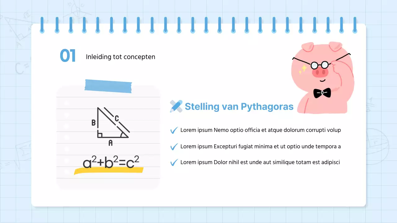 Kitscherig wiskundeschoolmateriaal in lichtblauw en geel