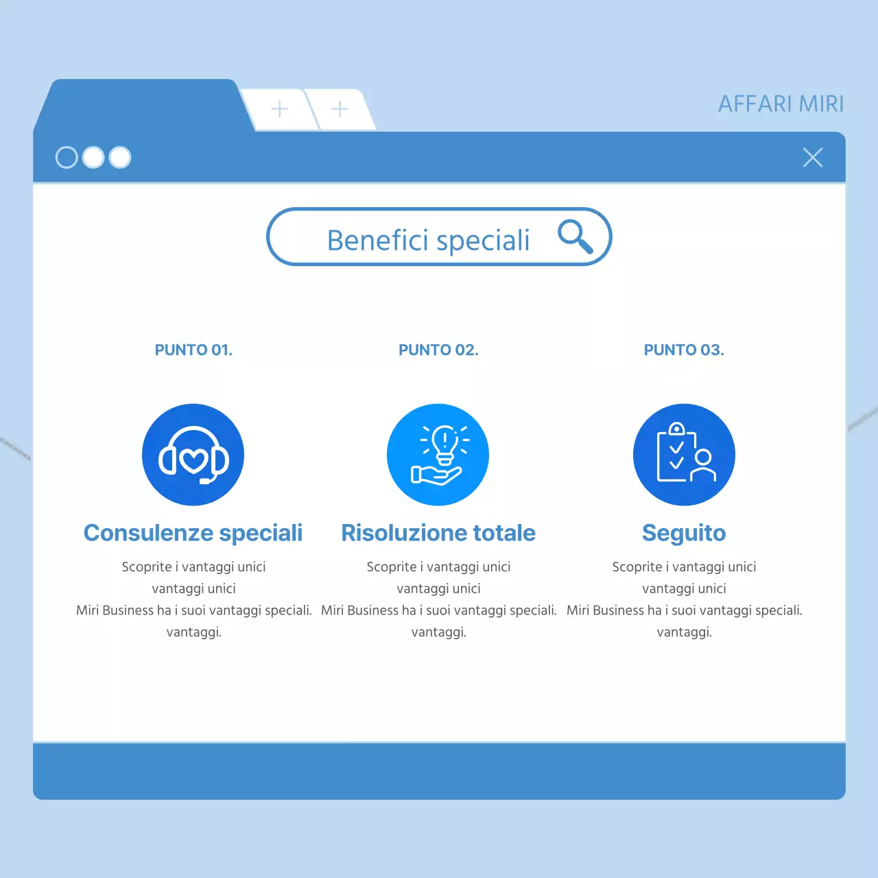 Moderna promozione aziendale in blu e bianco