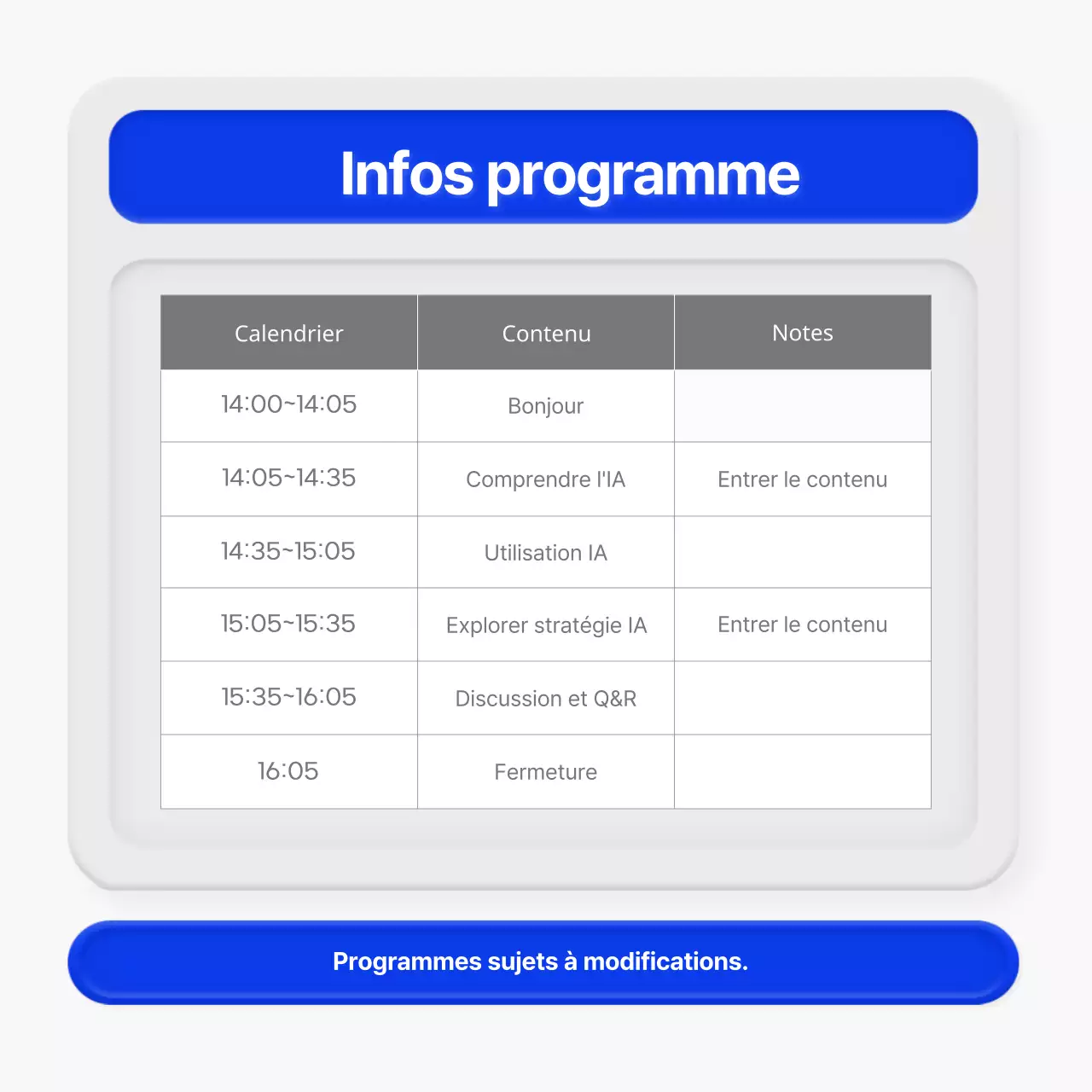 Annonce de séminaire dans un style 3D minimaliste en bleu et gris