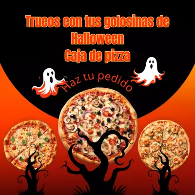 Kitschy anuncio de venta de Halloween en naranja y negro