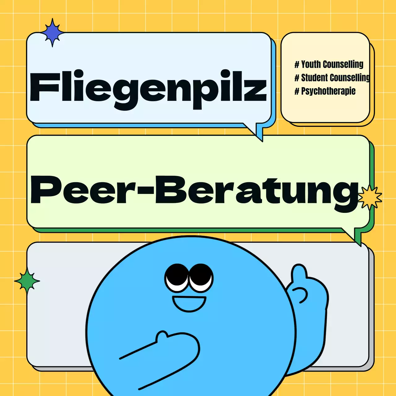 Förderung eines einfachen Jugendzentrums in Gelb und Hellblau