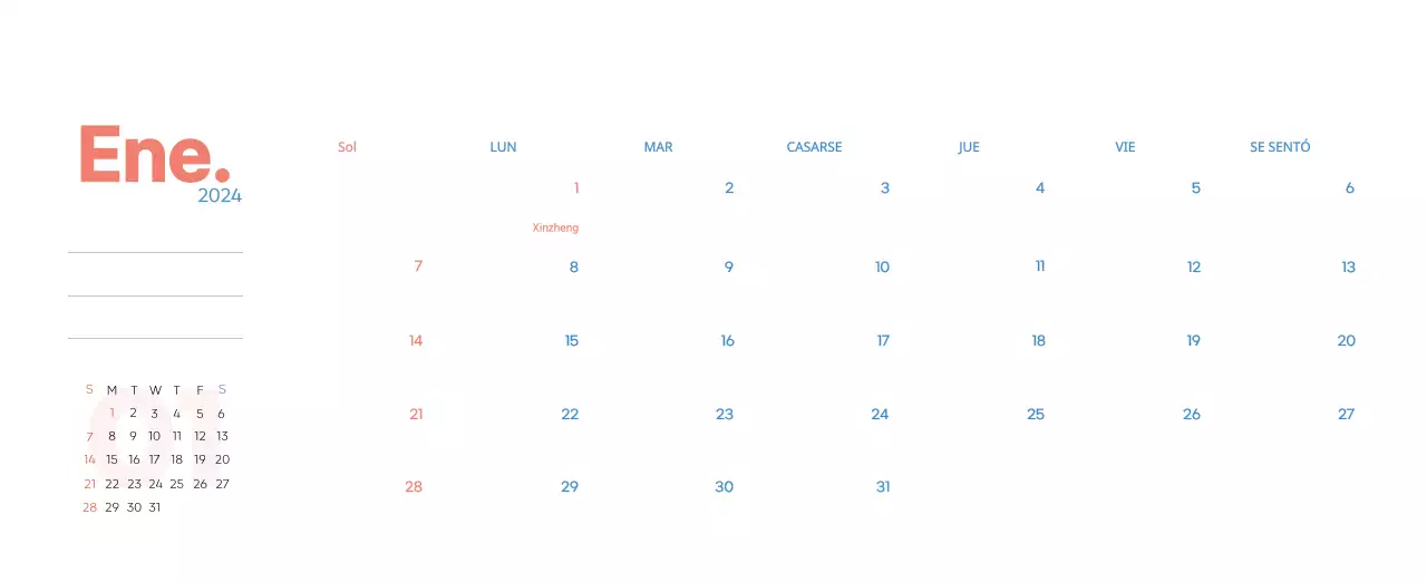 Calendario laboral con bellas ilustraciones