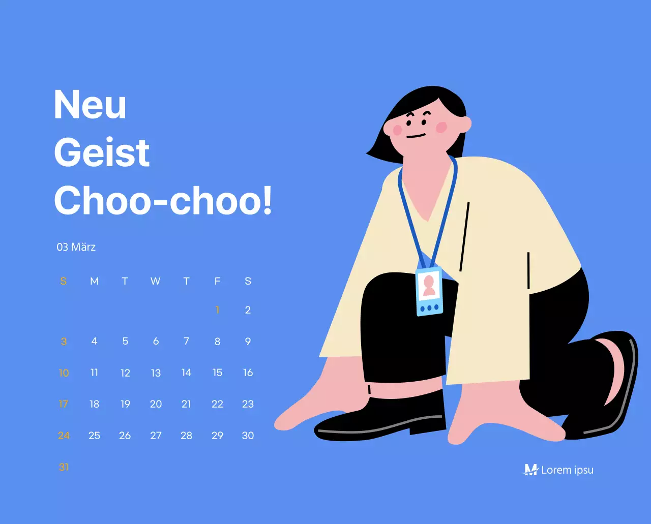 Motivationskalender mit energiegeladenen Illustrationen und positiven Zitaten auf hellblauem Hintergrund