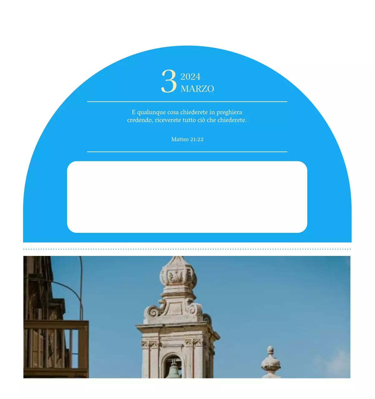 Calendario ecclesiastico blu di concezione moderna