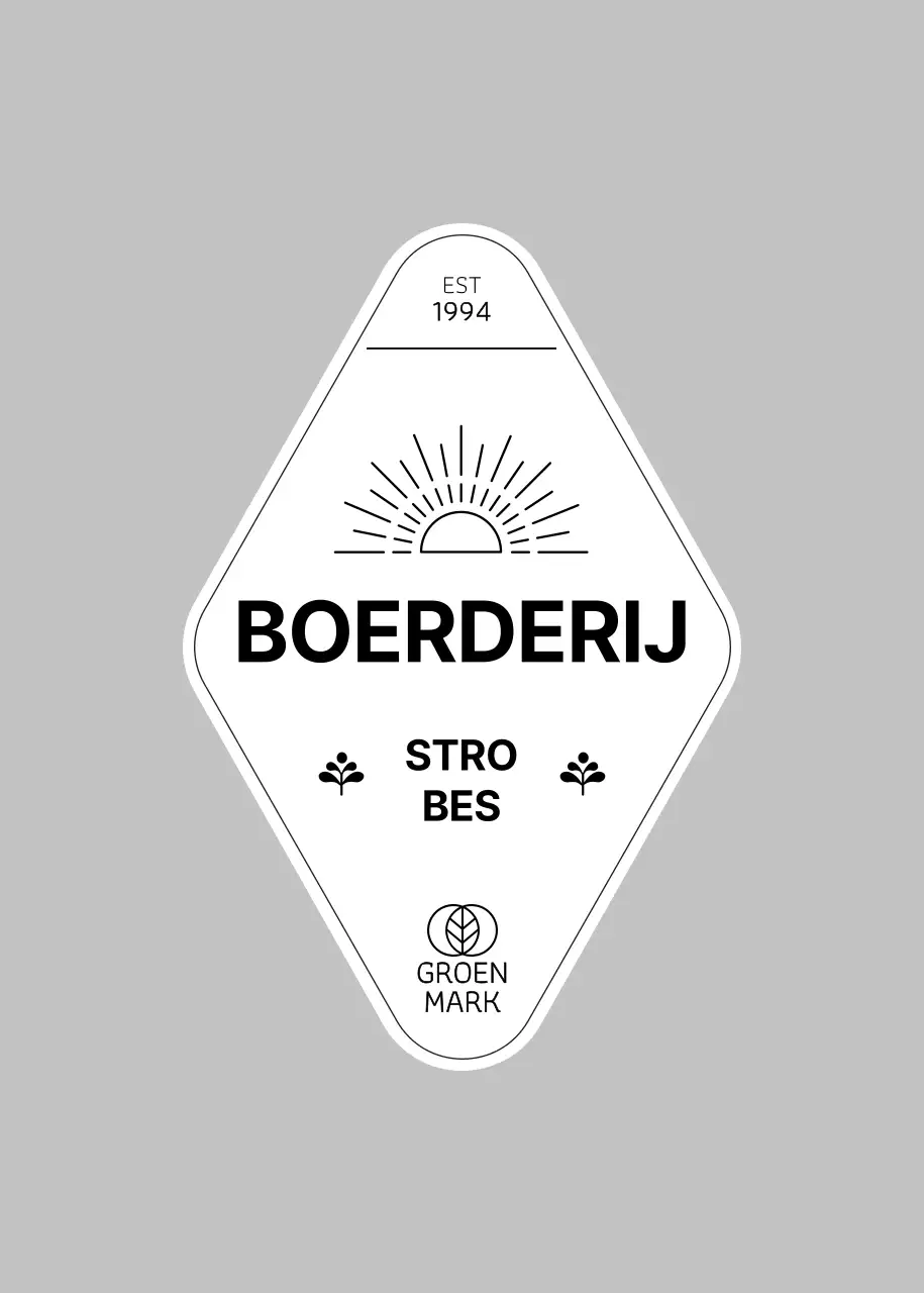 Zwarte milieuvriendelijke etiketsticker van boerderijaardbei