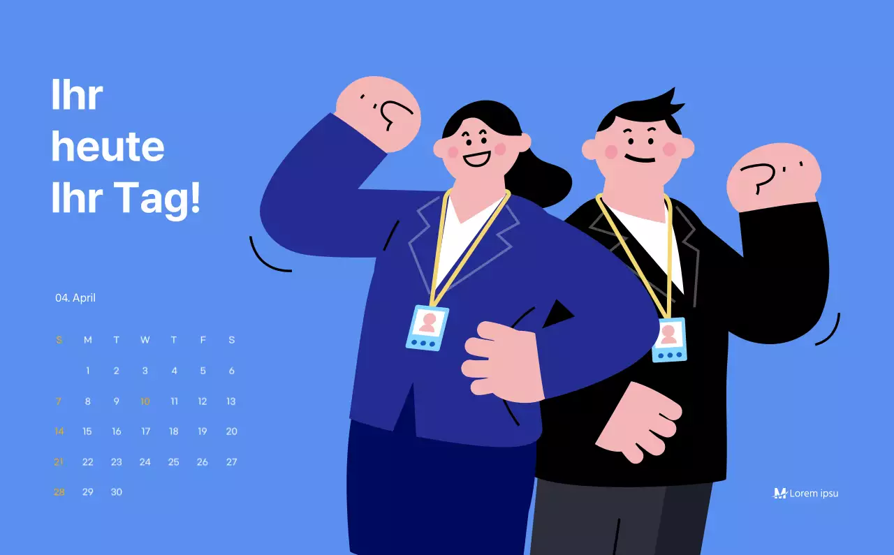 Motivationskalender mit energiegeladenen Illustrationen und positiven Zitaten auf hellblauem Hintergrund