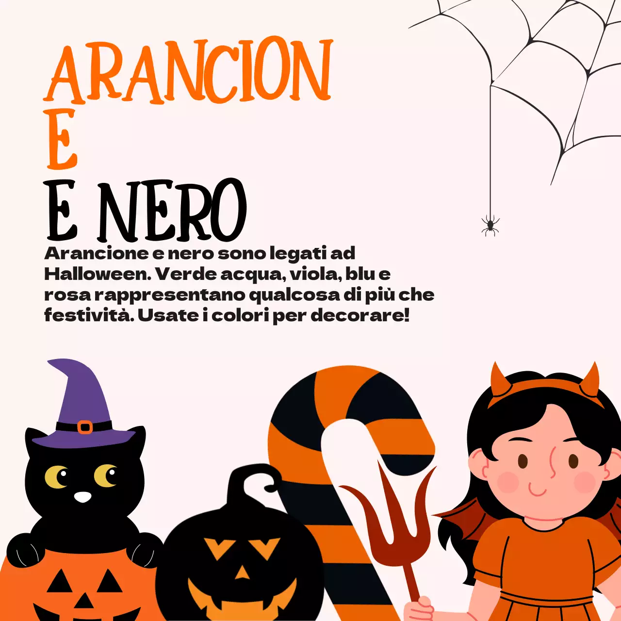 Promuovere costumi di Halloween di tendenza in bianco e arancione