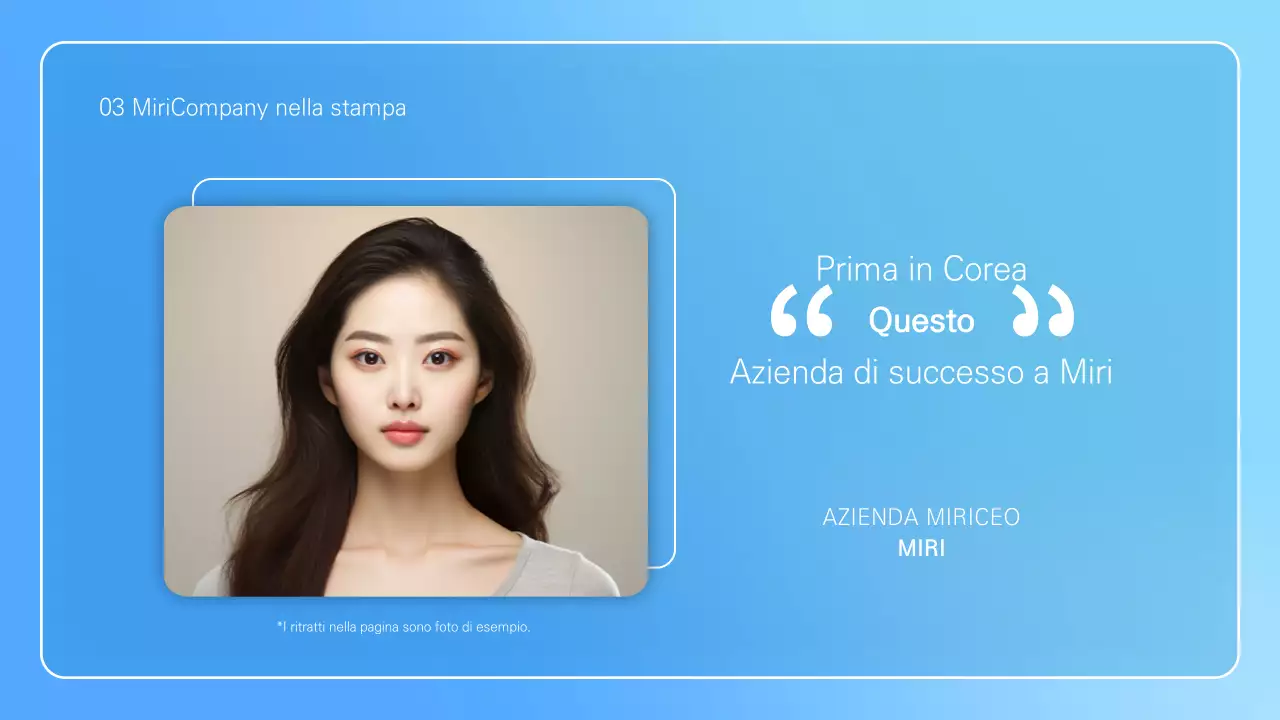 Presentazione aziendale minimalista in azzurro e bianco