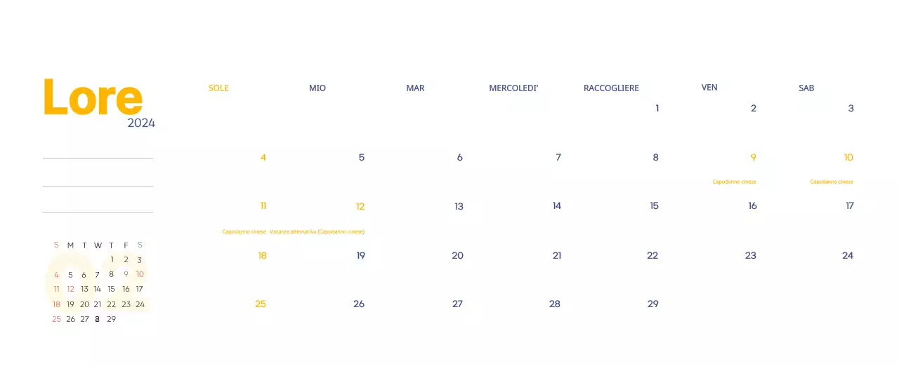 Calendario di lavoro con splendide illustrazioni