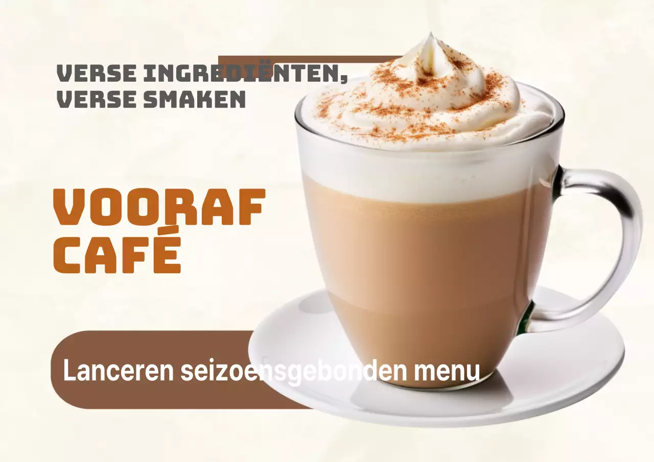 Minimalistische caféreclame in beige en ivoor