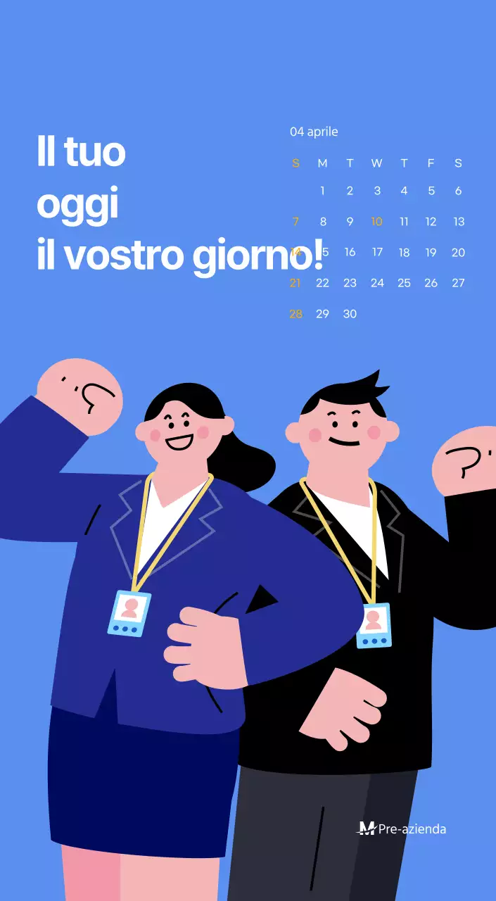 Calendario motivazionale con illustrazioni energetiche e citazioni positive su sfondo azzurro