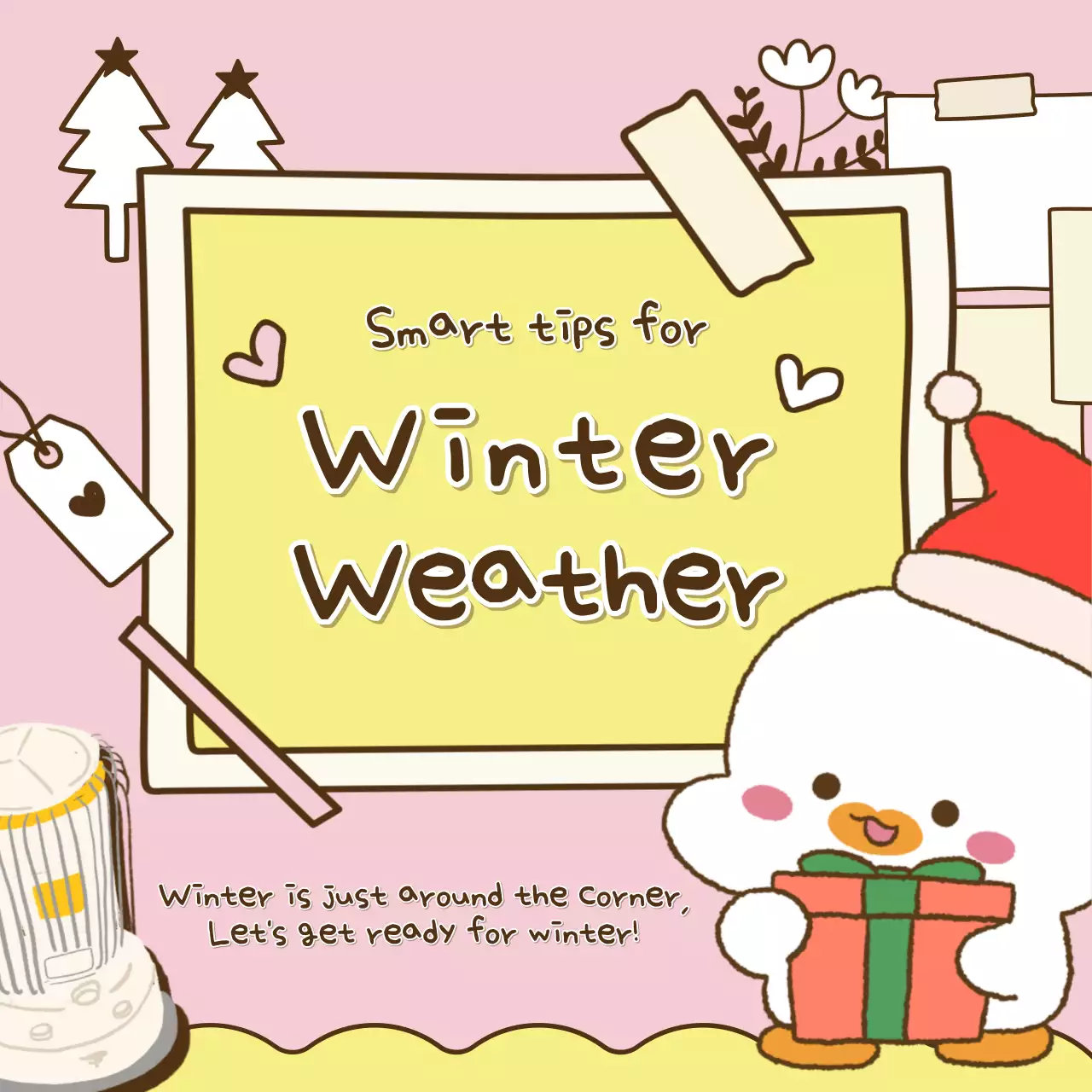 핑크 귀여운 겨울 가이드 인스타그램 캐러셀