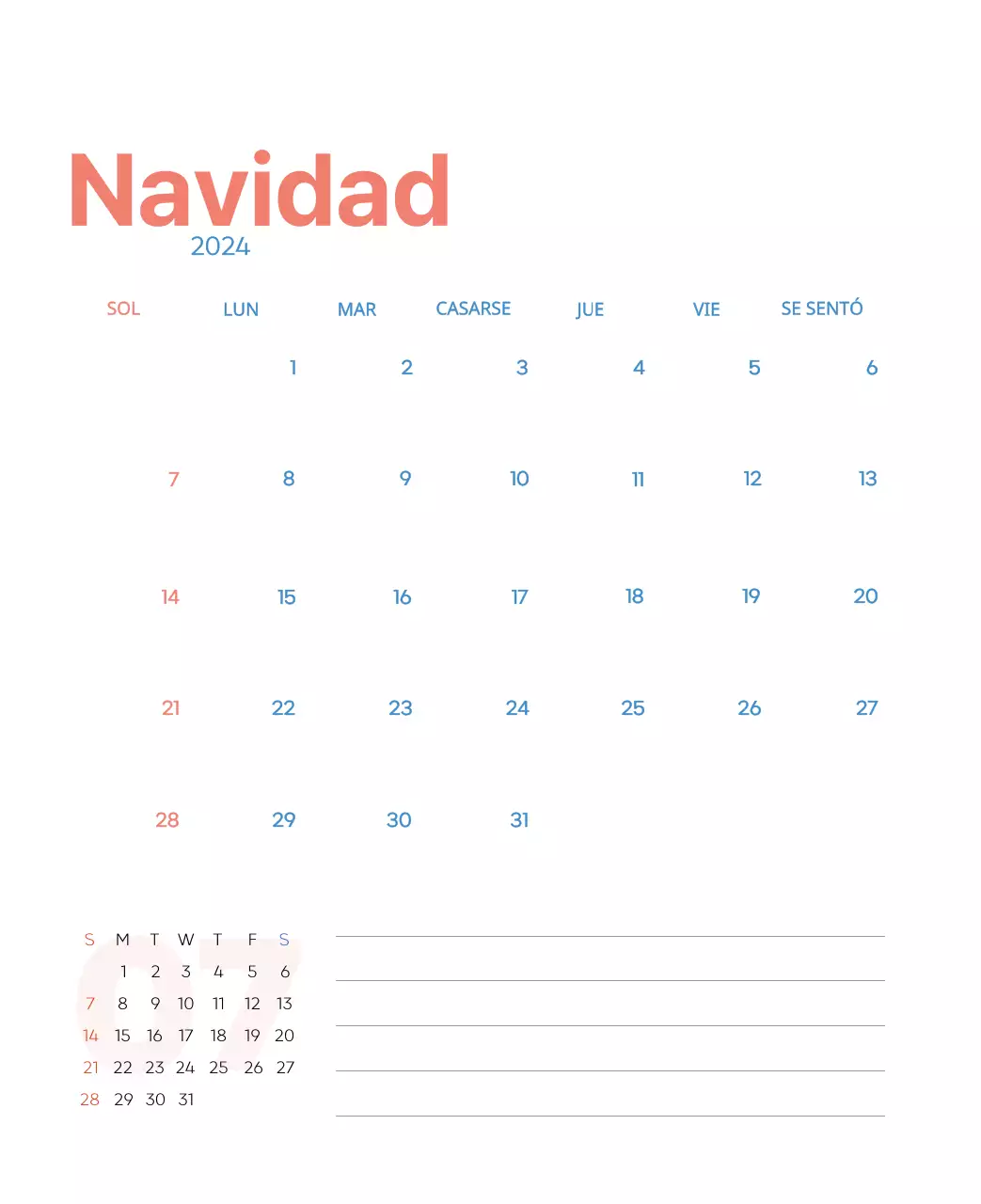 Calendario laboral con bellas ilustraciones