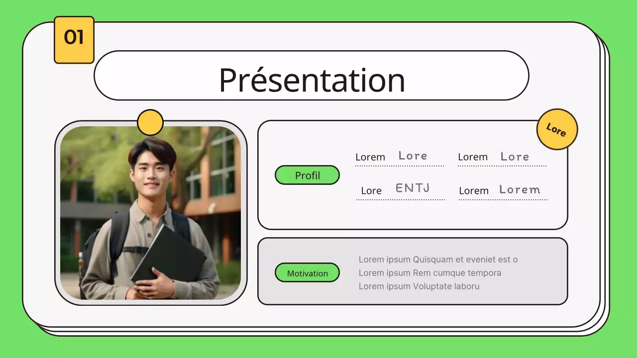 Une lettre de motivation kitsch pour une nouvelle embauche, en chartreuse et jaune