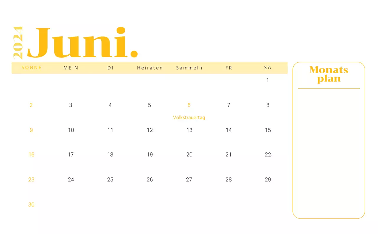 Kalender mit Jugendillustrationen auf gelbem und grünem Hintergrund