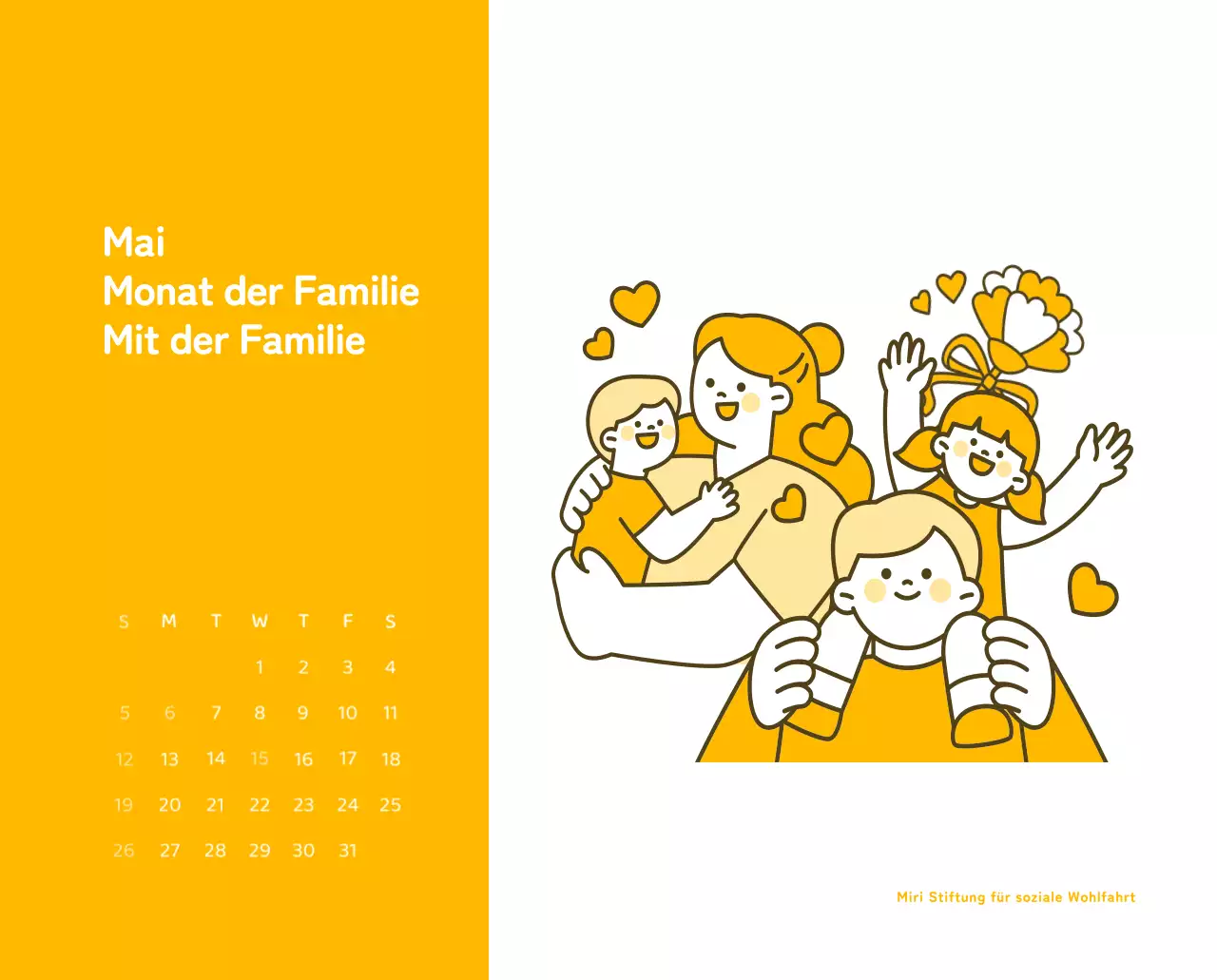 Ein Kalender mit farbenfrohen, emotionalen Illustrationen