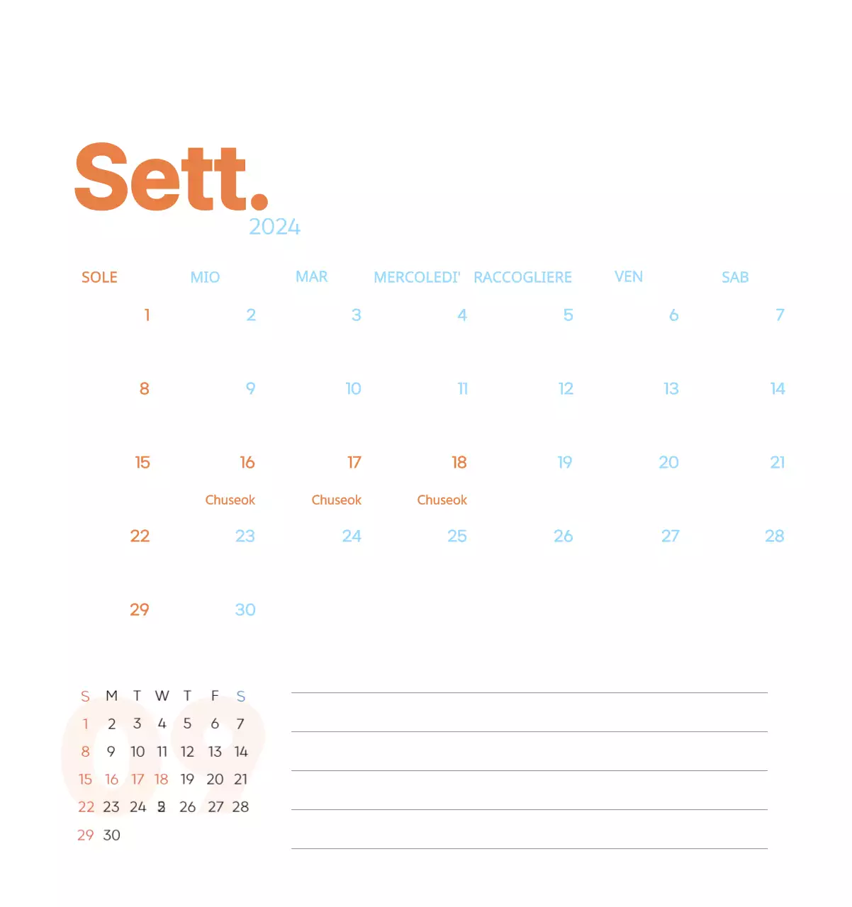 Calendario di lavoro con splendide illustrazioni