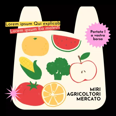 Promuovere un semplice mercato agricolo in nero e beige