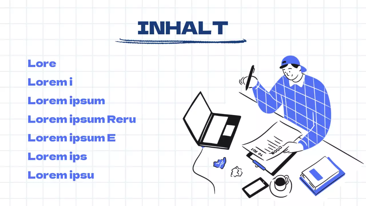 Trendiges Marketing-Sitzungsprotokoll in Weiß und Hellblau