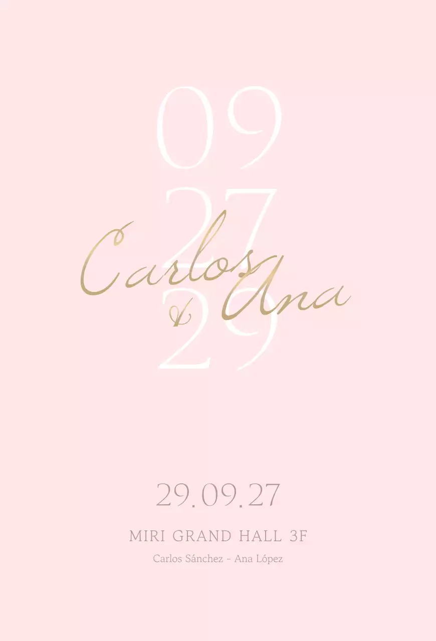 Invitaciones de boda sencillas en tonos rosas