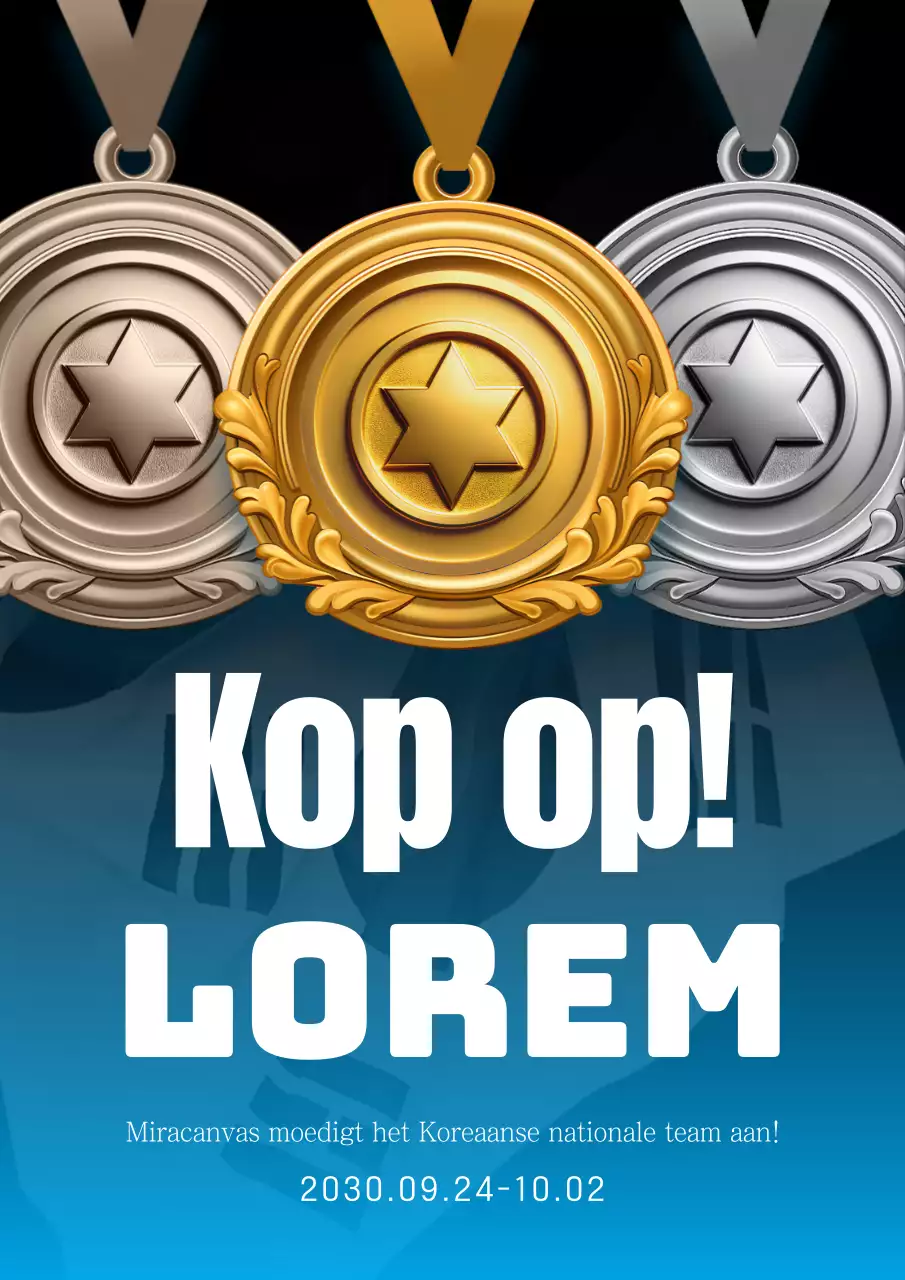 Een luxe blauw-zwarte juichreclame voor de Aziatische Spelen