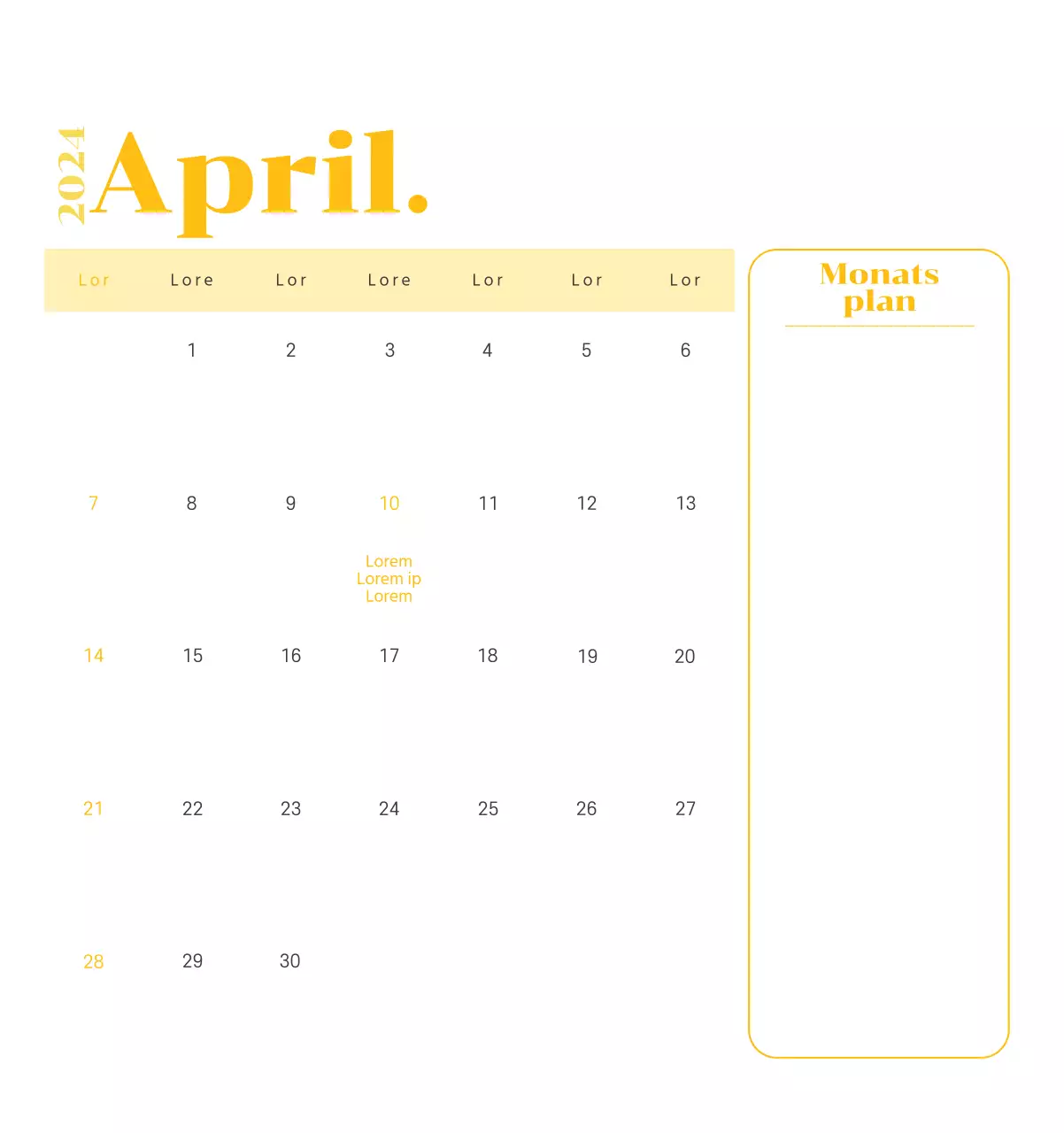 Kalender mit Jugendillustrationen auf gelbem und grünem Hintergrund