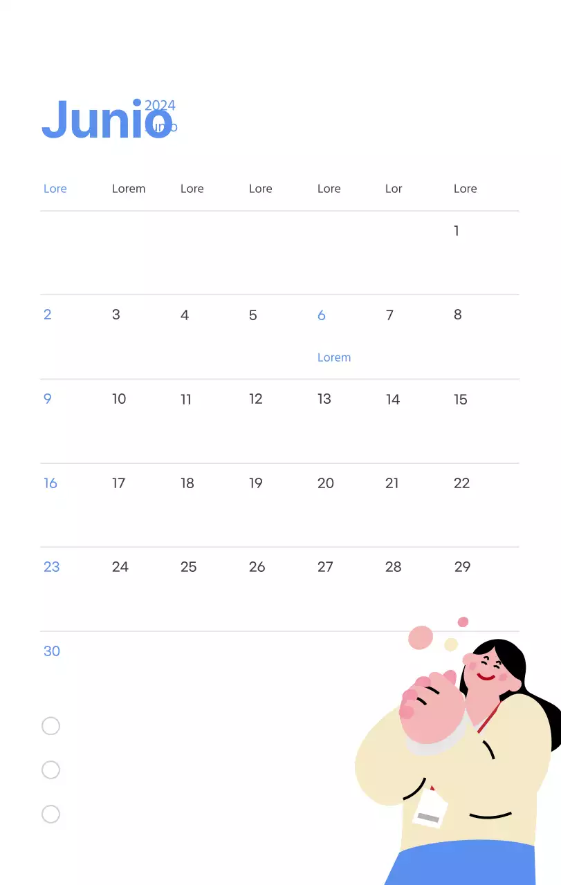 Calendario motivacional con ilustraciones llenas de energía y citas positivas sobre fondo azul claro