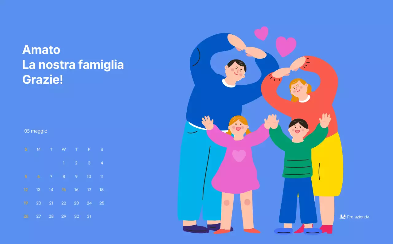 Calendario motivazionale con illustrazioni energetiche e citazioni positive su sfondo azzurro