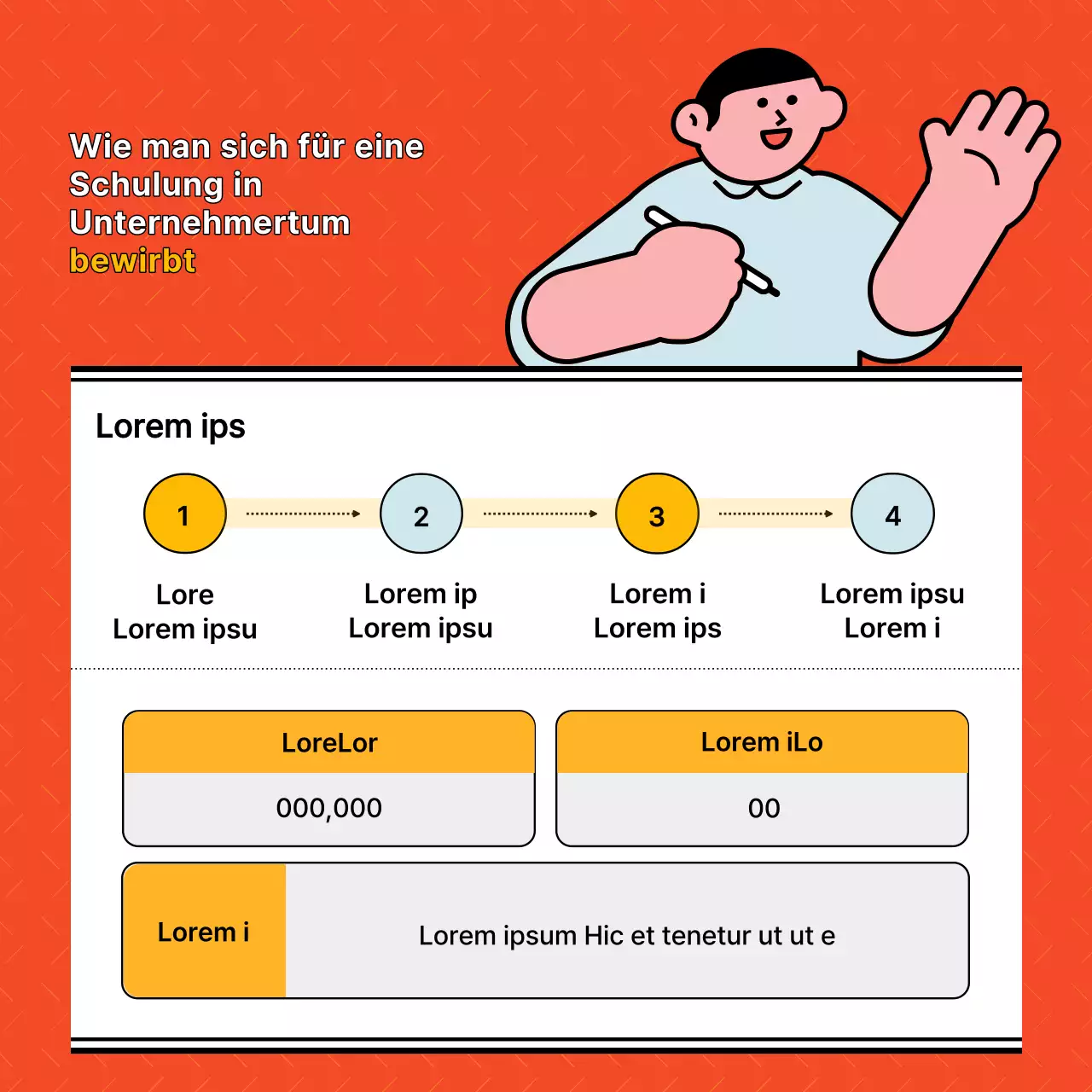 Eine einfache orangefarbene Anwerbung für unternehmerische Auszubildende