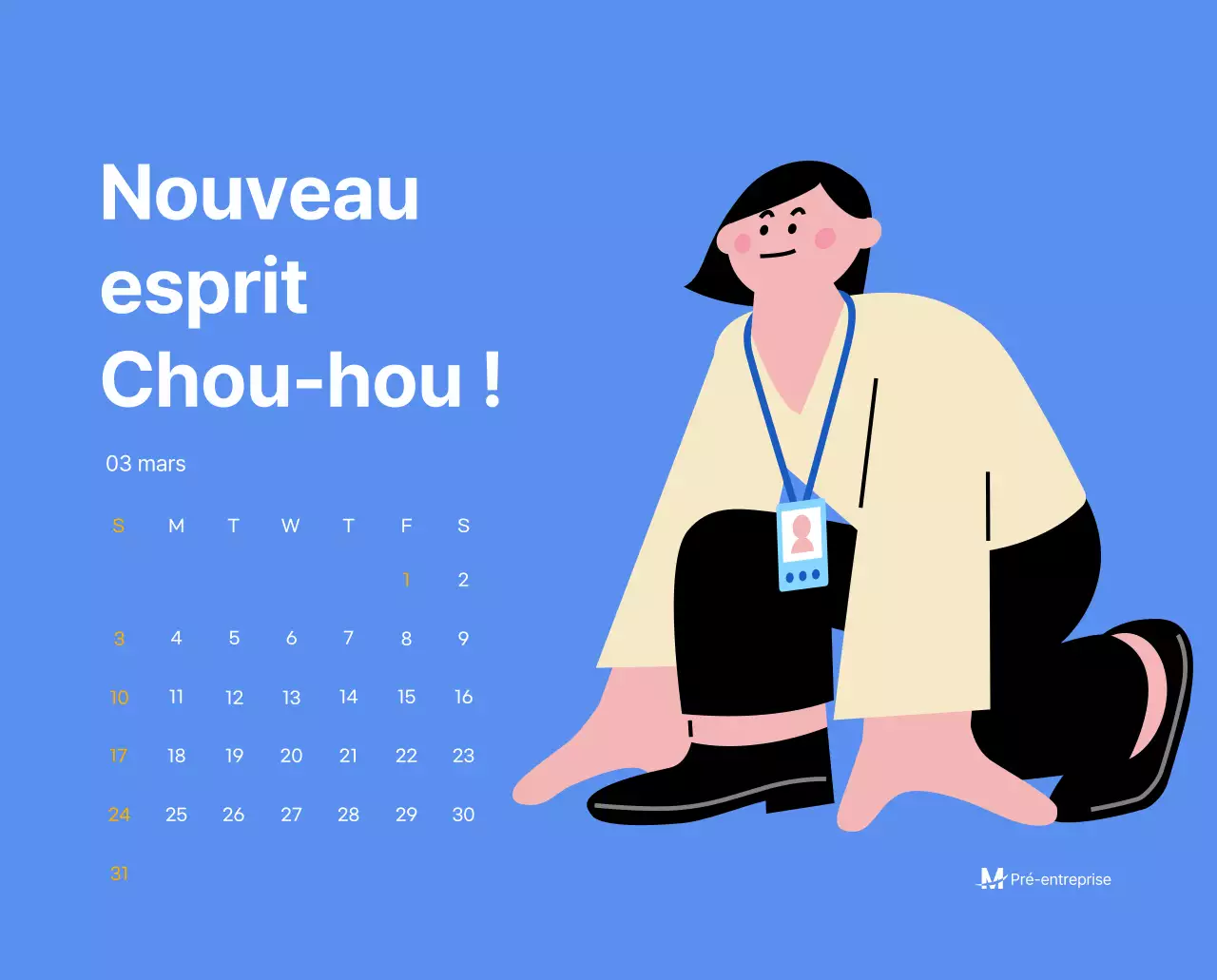Calendrier de motivation avec des illustrations énergiques et des citations positives sur un fond bleu clair
