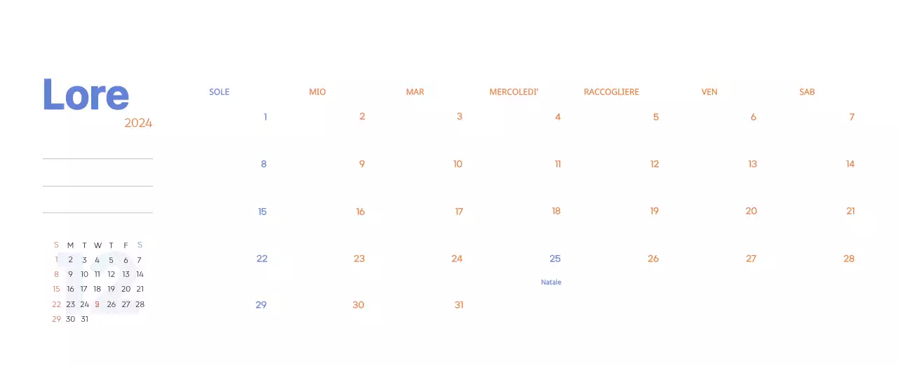 Calendario di lavoro con splendide illustrazioni