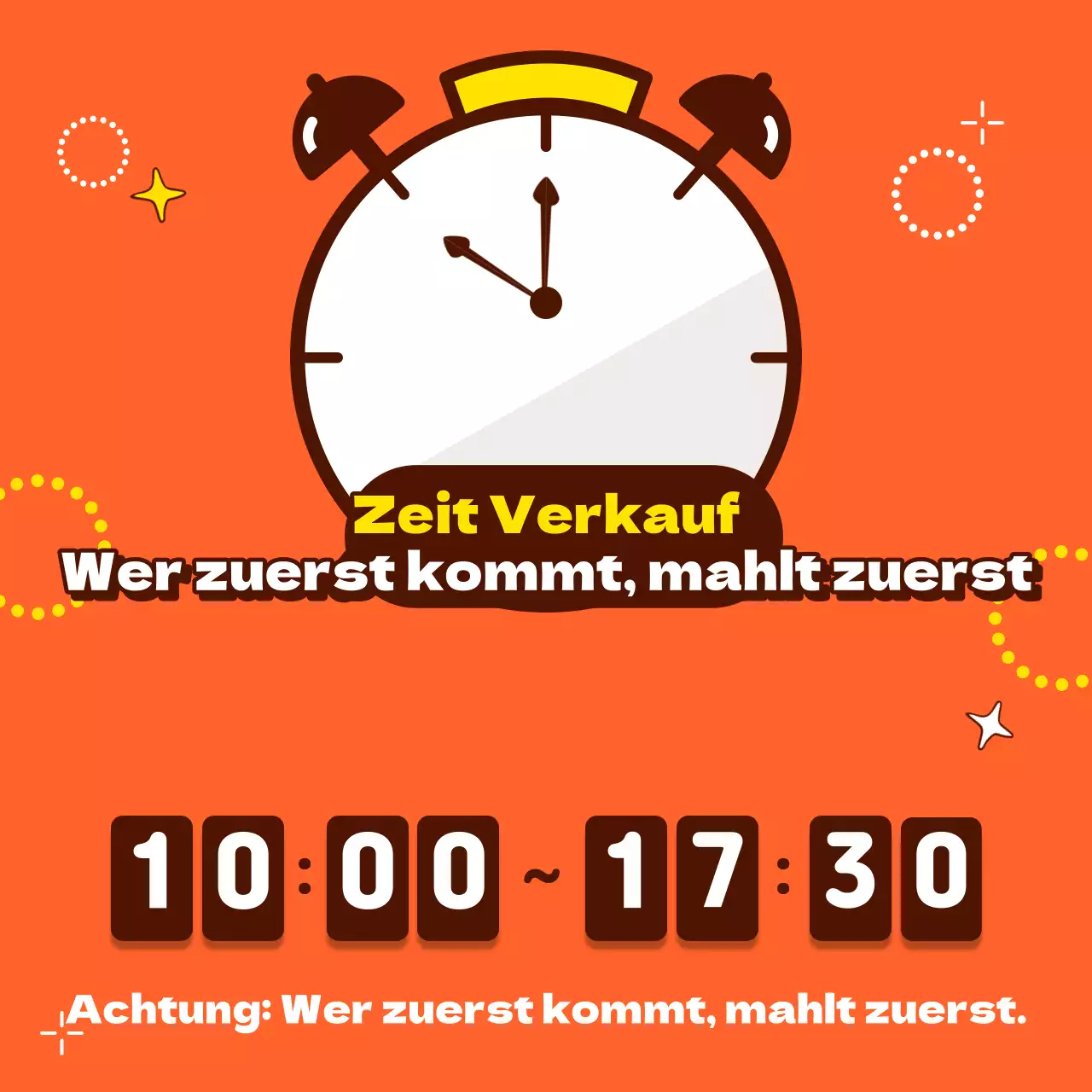 Zeitlich begrenzte Ereignisanzeigen mit orangefarbenem Hintergrund