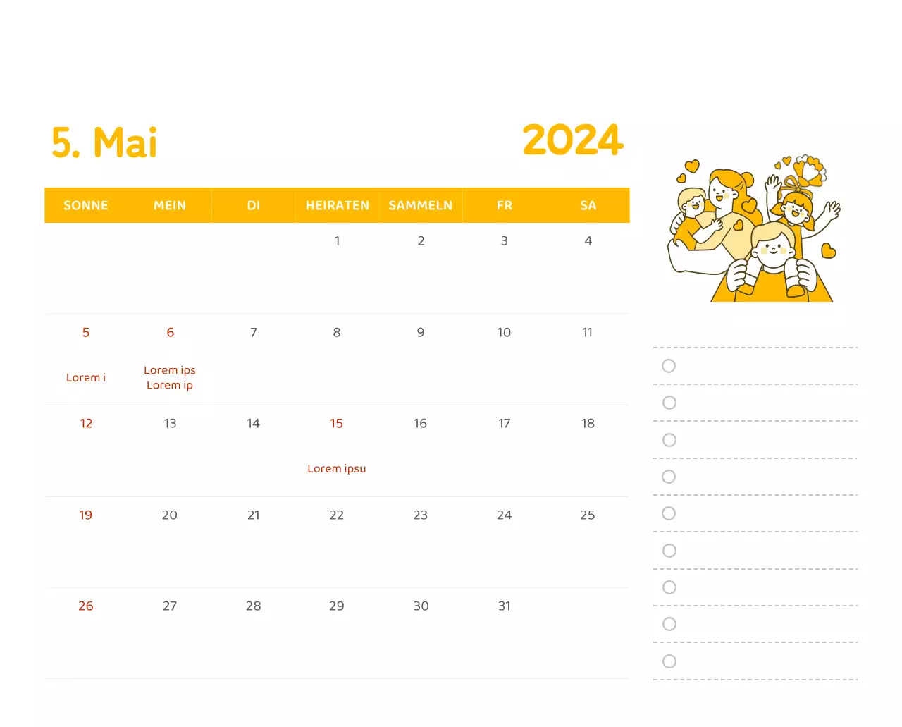 Ein Kalender mit farbenfrohen, emotionalen Illustrationen