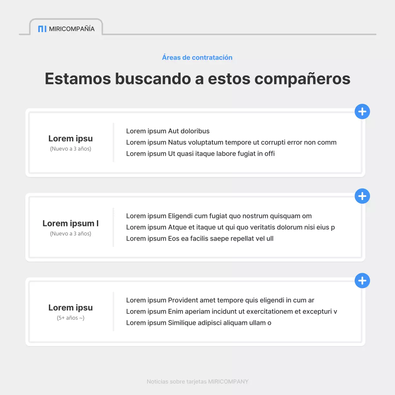 Un sencillo anuncio de empleo en azul y gris
