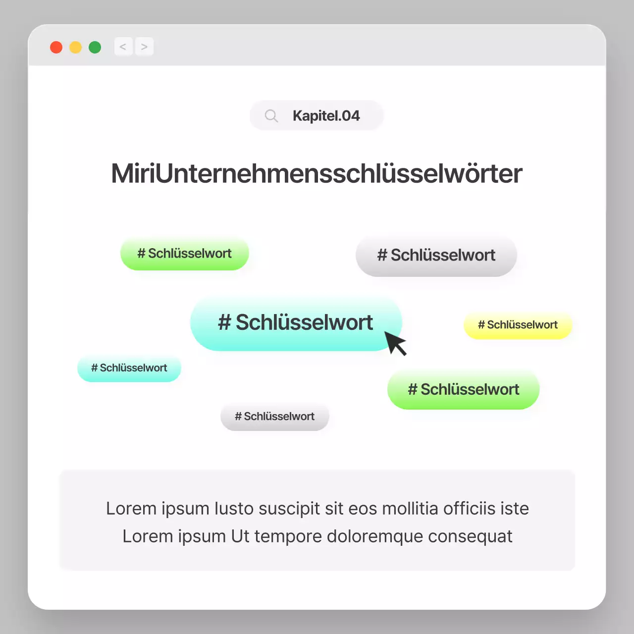 Unternehmensprofil mit einem einfachen grau-weißen Browserkonzept