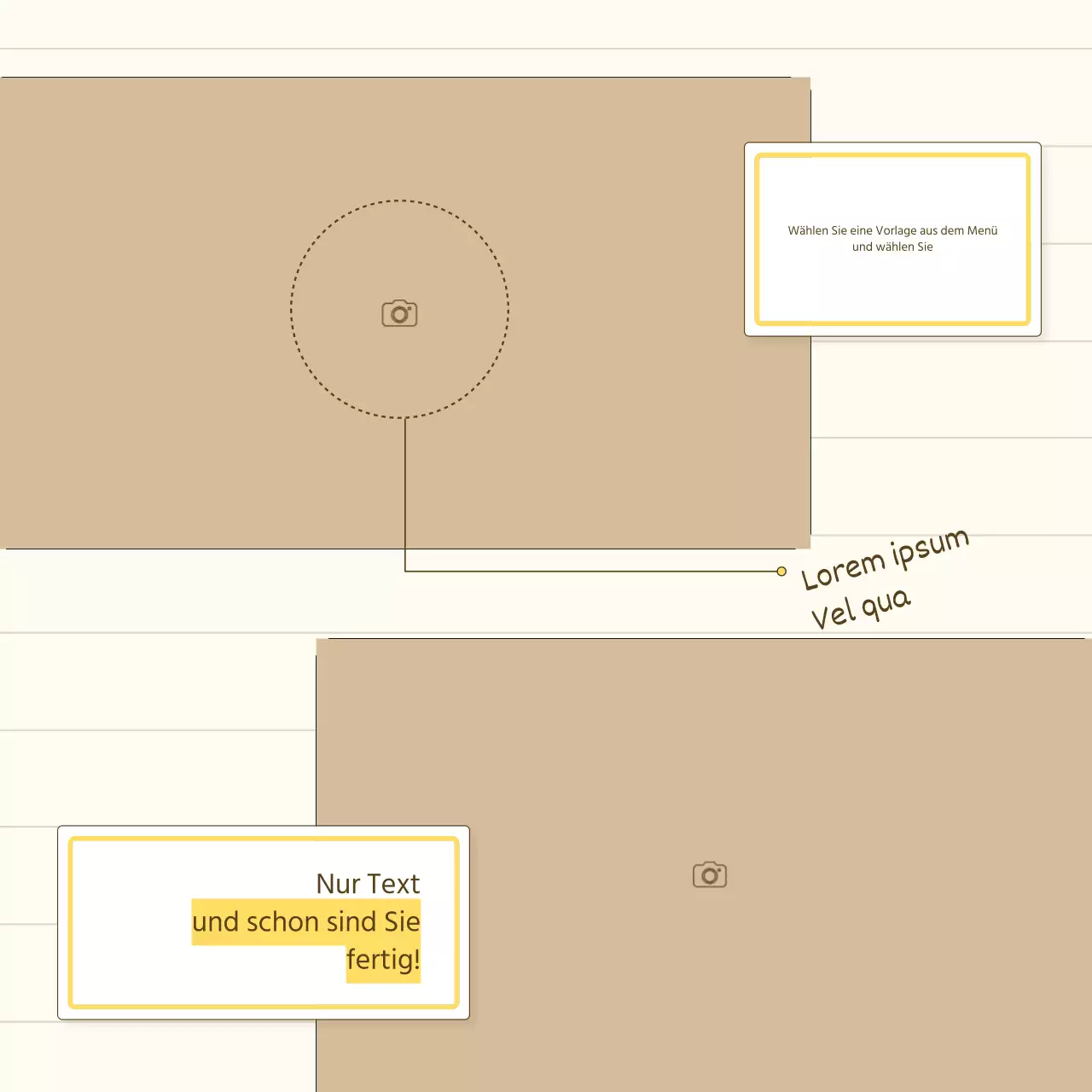Eine einfache Storytelling-Produktpräsentation in Gelb und Beige