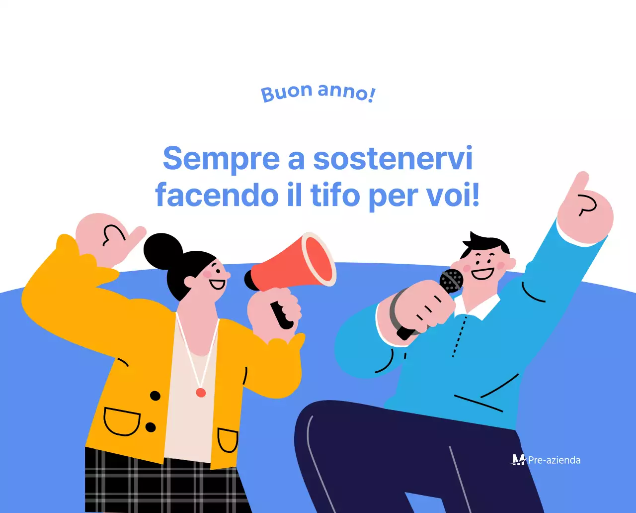 Calendario motivazionale con illustrazioni energetiche e citazioni positive su sfondo azzurro
