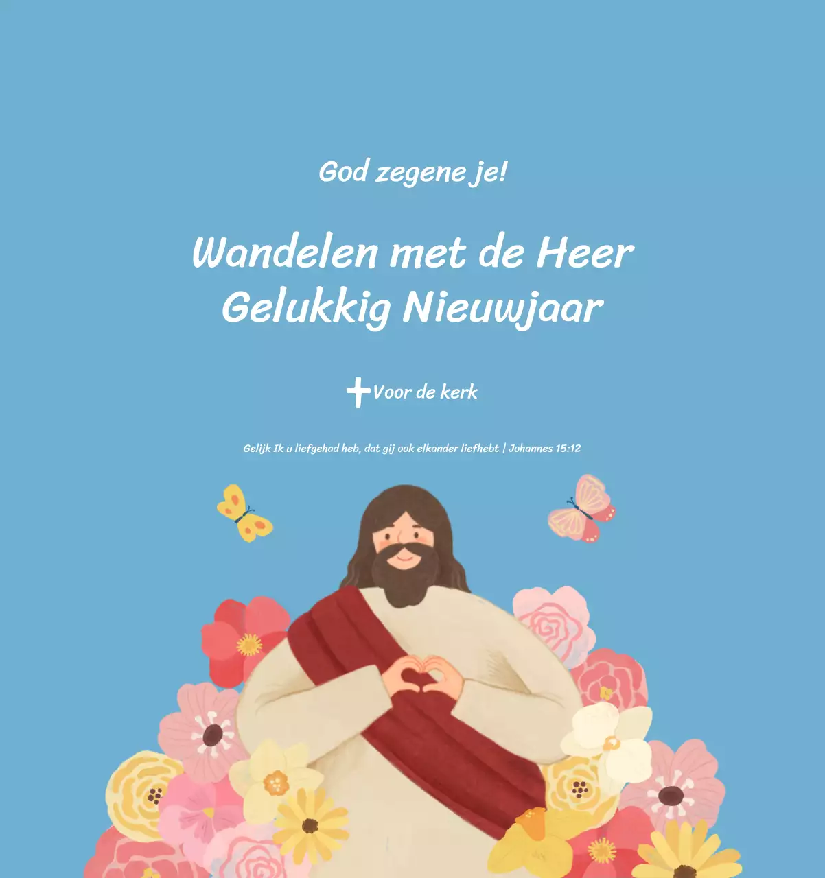 Een devotiekalender met gezellige illustraties en bijbelverzen op een lichtblauwe achtergrond