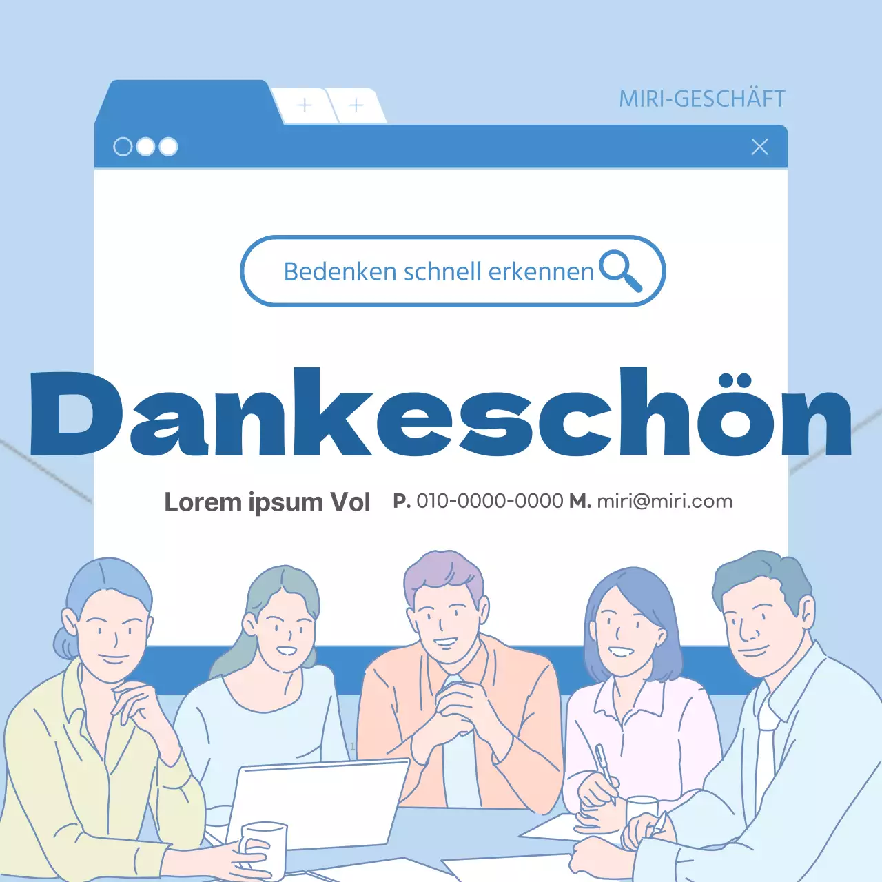 Moderne Firmenwerbung in Blau und Weiß