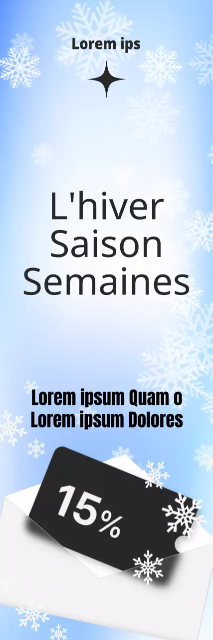 Un dégradé de couleurs hivernales et un fond de flocons de neige avec une police de caractères propre et une image de coupon pour une semaine de vente saisonnière hivernale.