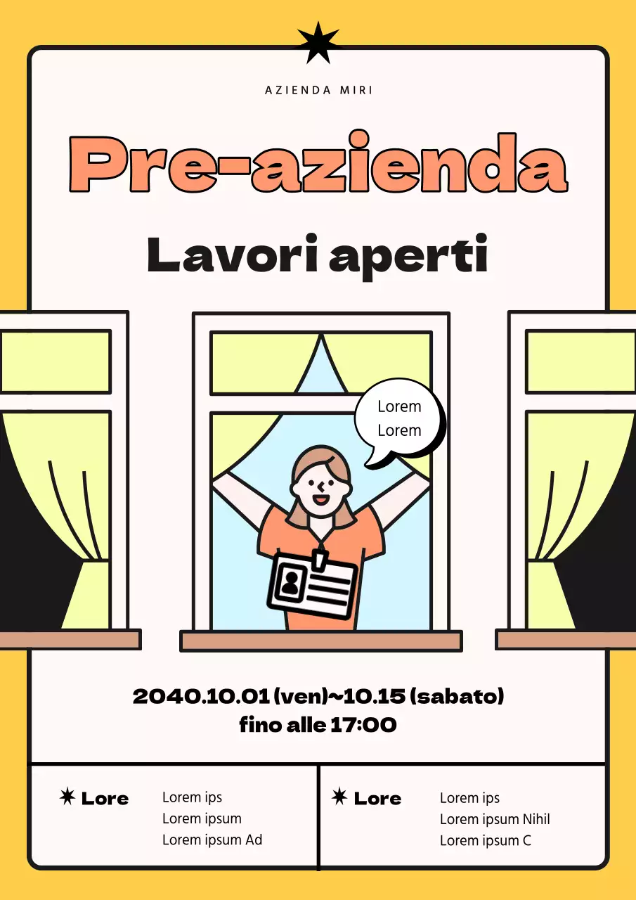 Annuncio di lavoro con un semplice personaggio illustrato in giallo