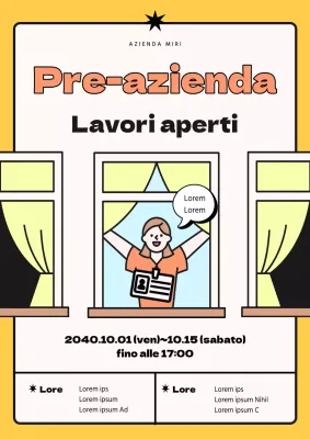 Annuncio di lavoro con un semplice personaggio illustrato in giallo